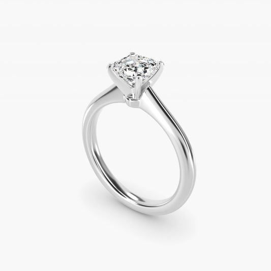Petite Solitaire Engagement Ring in 14k White Gold - Asscher Center