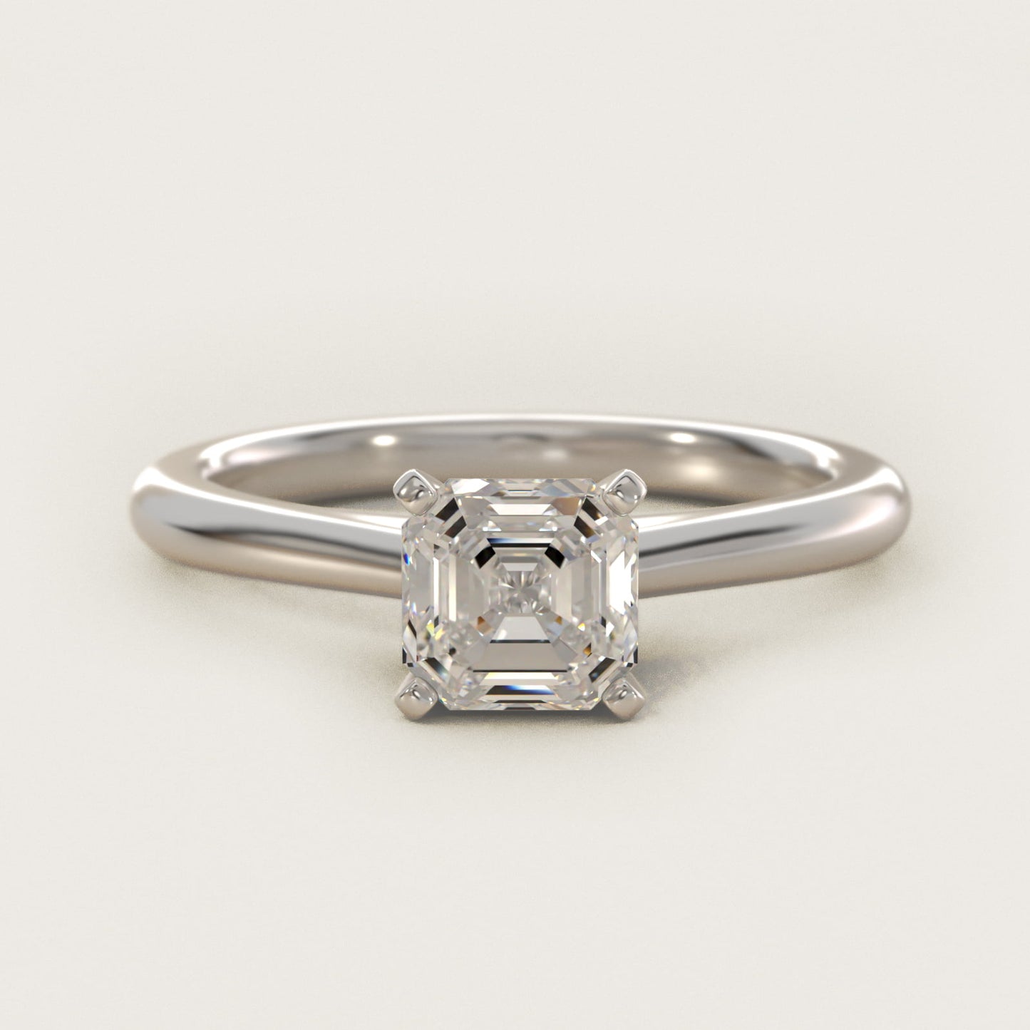 Petite Solitaire Engagement Ring in 14k White Gold - Asscher Center