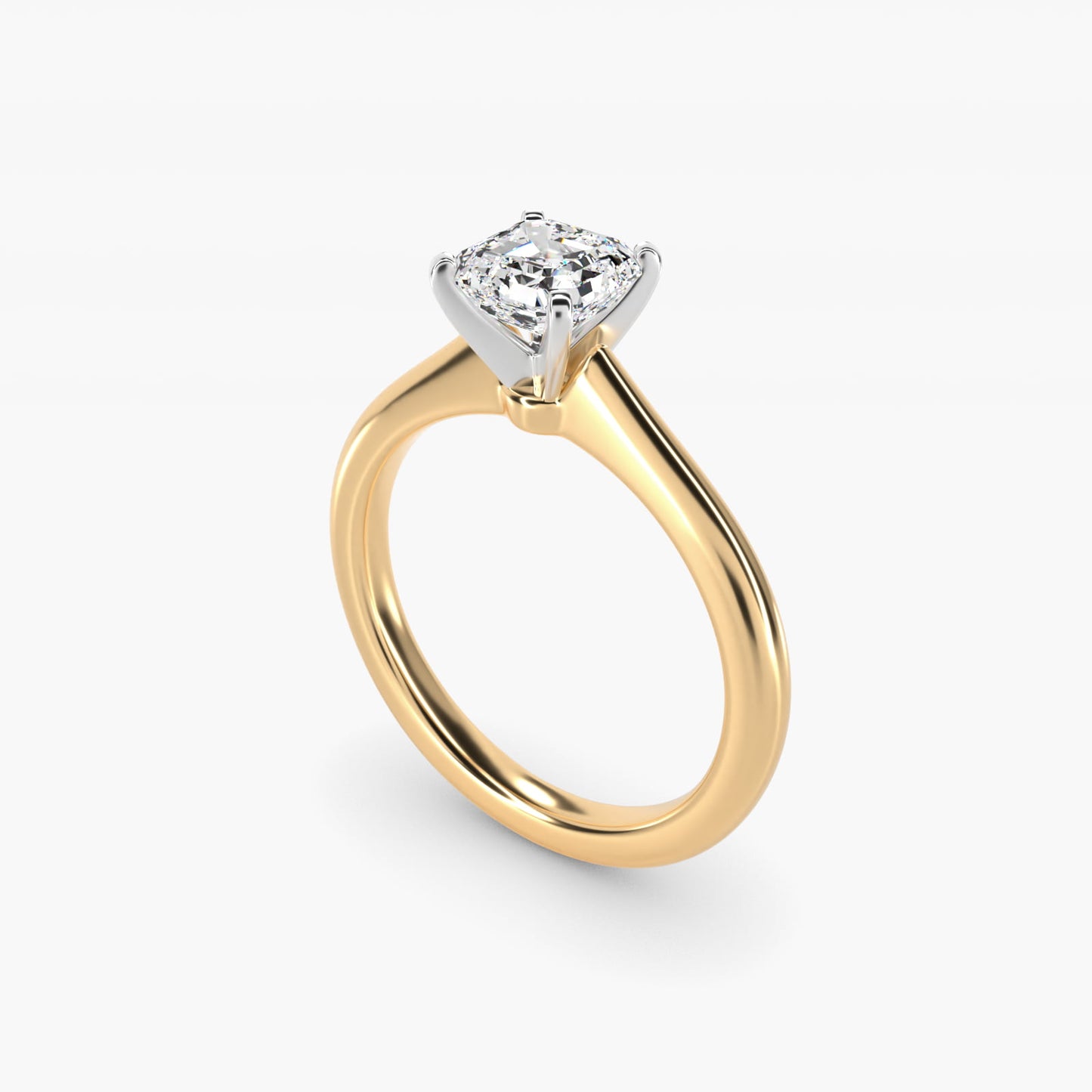 Petite Solitaire Engagement Ring in 14k Yellow Gold - Asscher Center