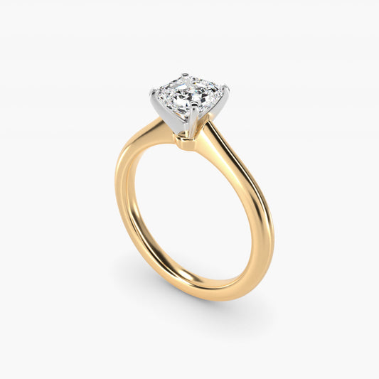 Petite Solitaire Engagement Ring in 18k Yellow Gold - Asscher Center