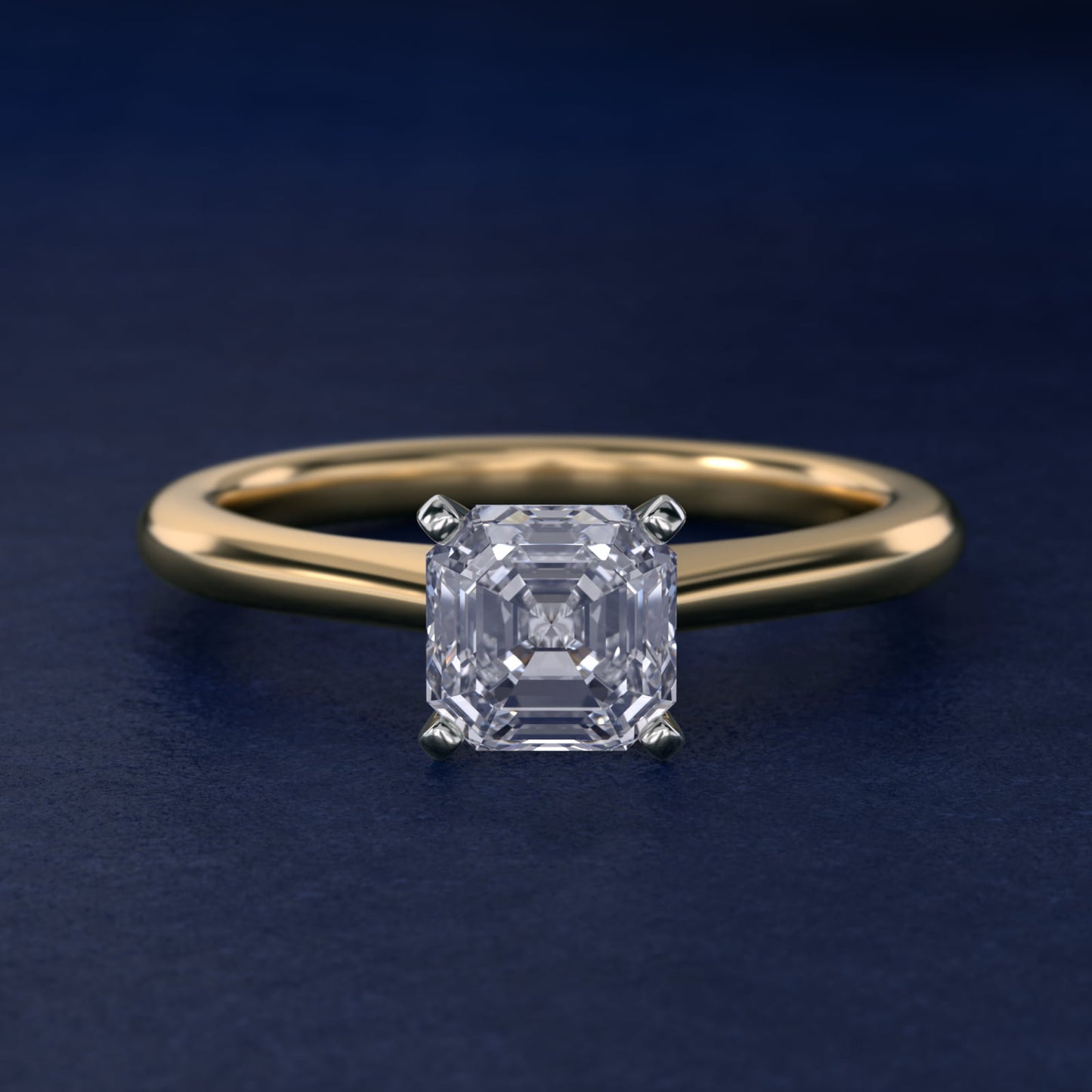 Petite Solitaire Engagement Ring in 14k Yellow Gold - Asscher Center