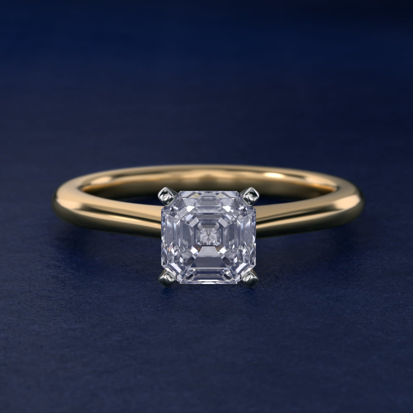 Petite Solitaire Engagement Ring in 18k Yellow Gold - Asscher Center