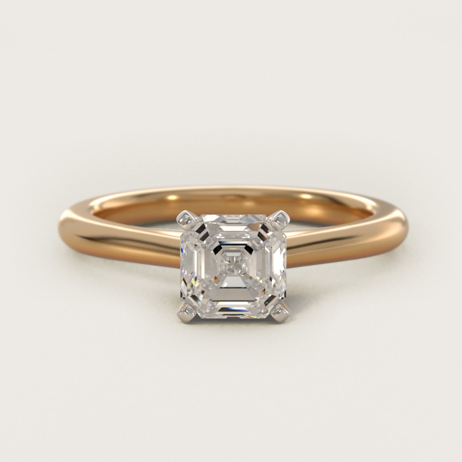 Petite Solitaire Engagement Ring in 14k Yellow Gold - Asscher Center