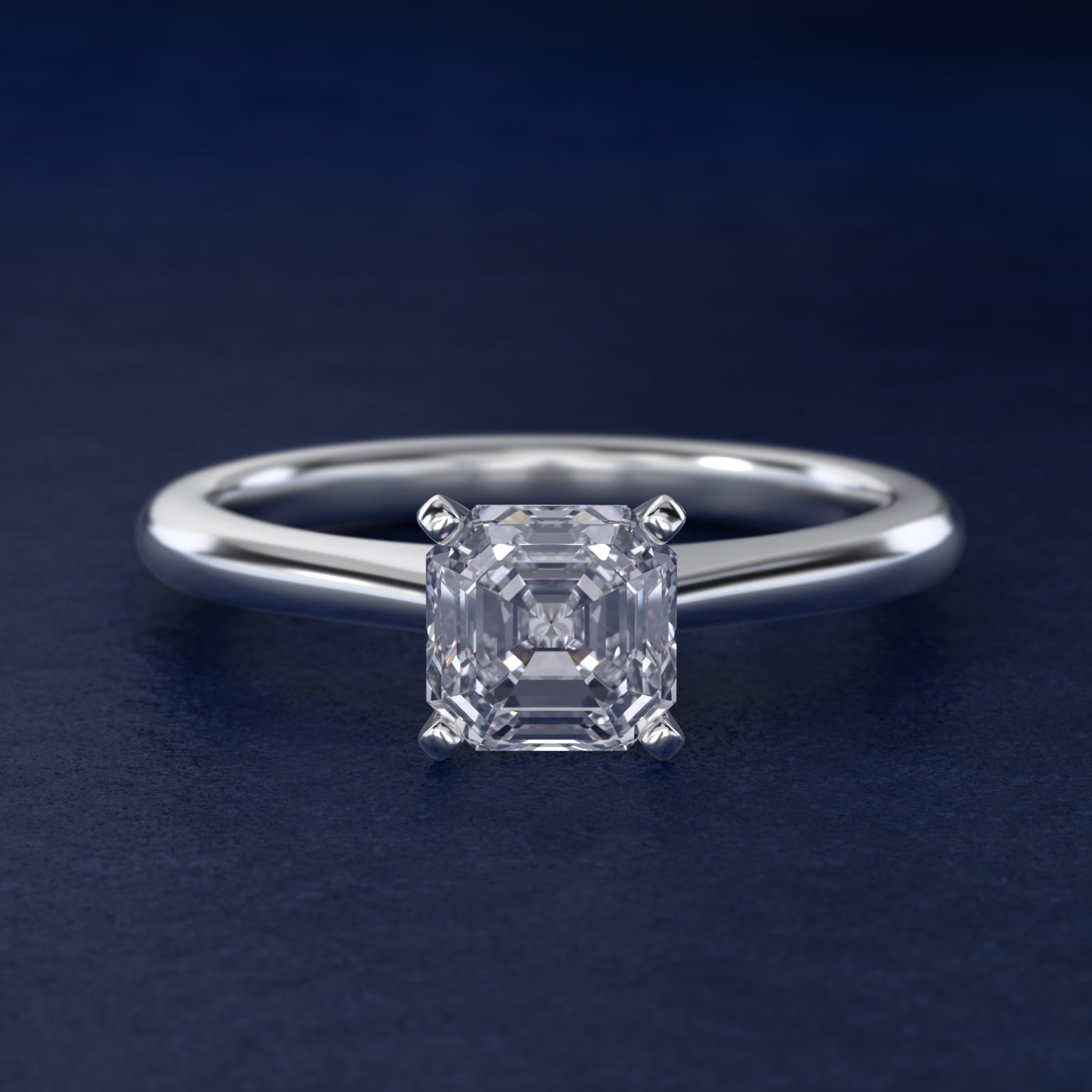 Petite Solitaire Engagement Ring in Platinum - Asscher Center