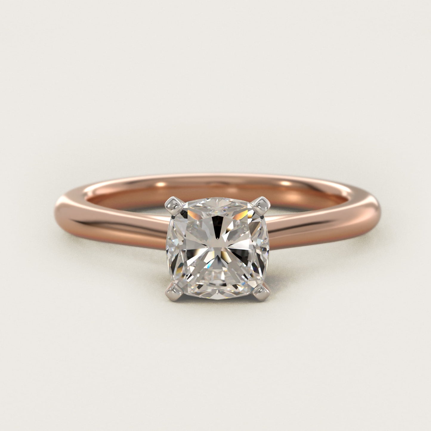 Petite Solitaire Engagement Ring in 14k Rose Gold - Cushion Center