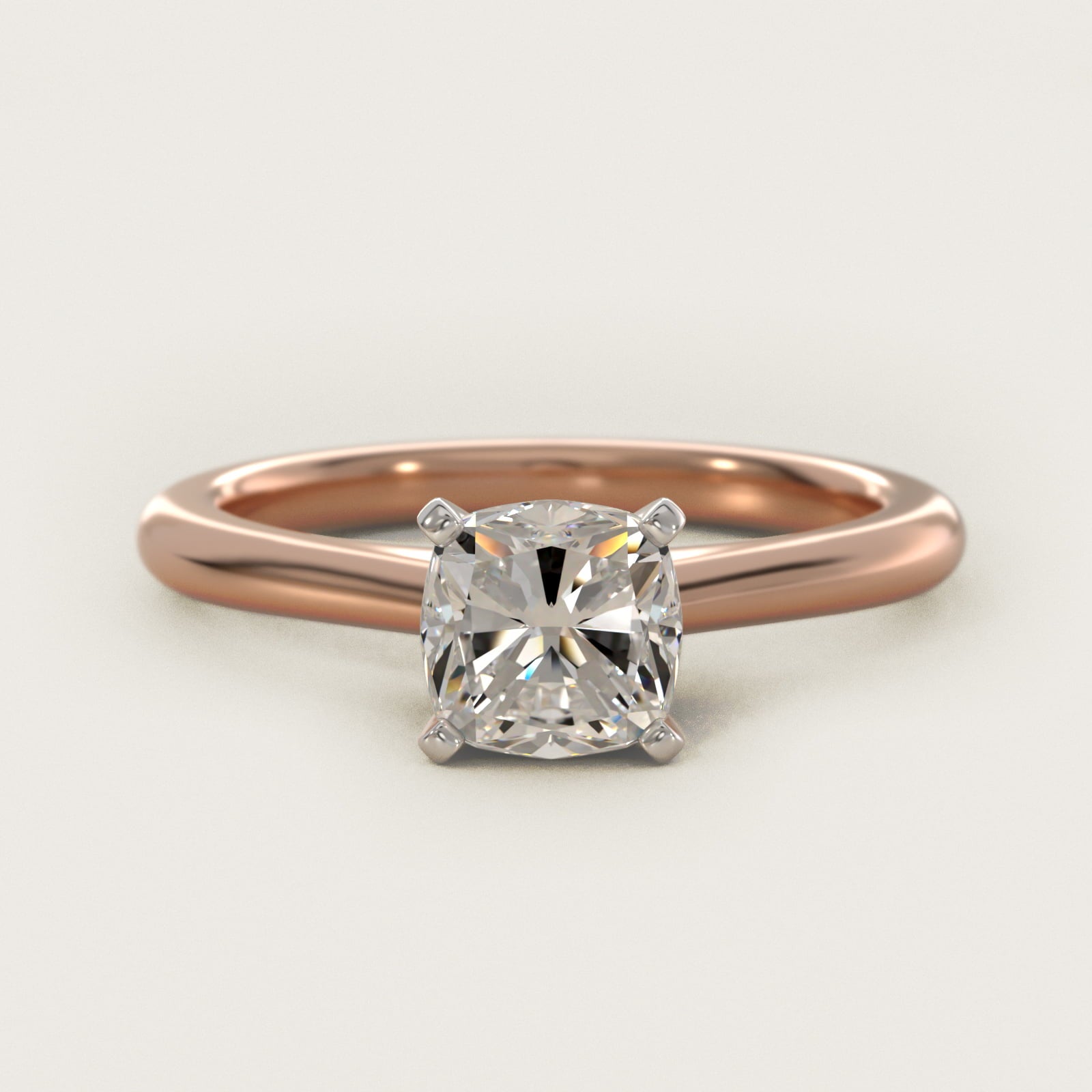 Petite Solitaire Engagement Ring in 14k Rose Gold - Cushion Center