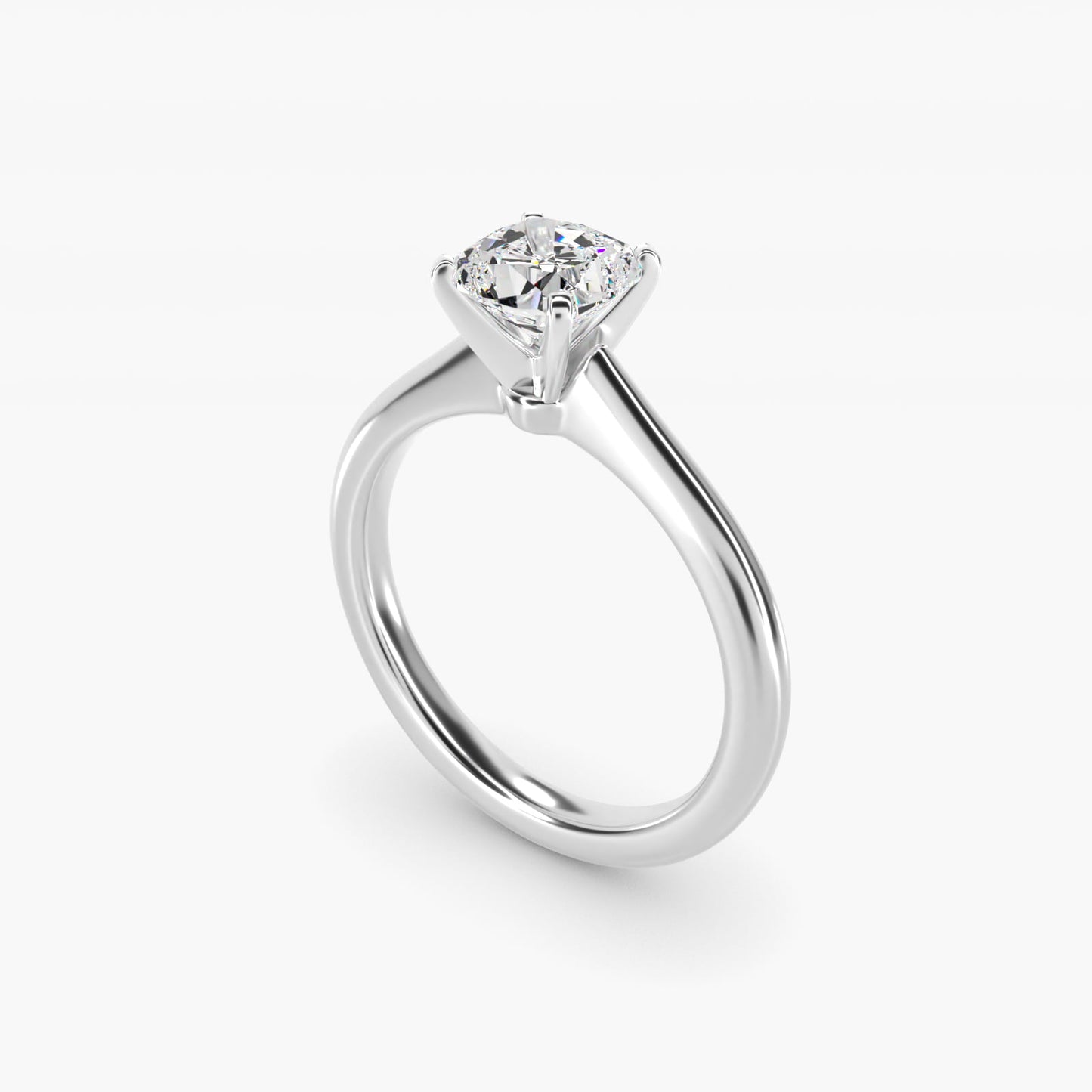 Petite Solitaire Engagement Ring in 18k White Gold - Cushion Center