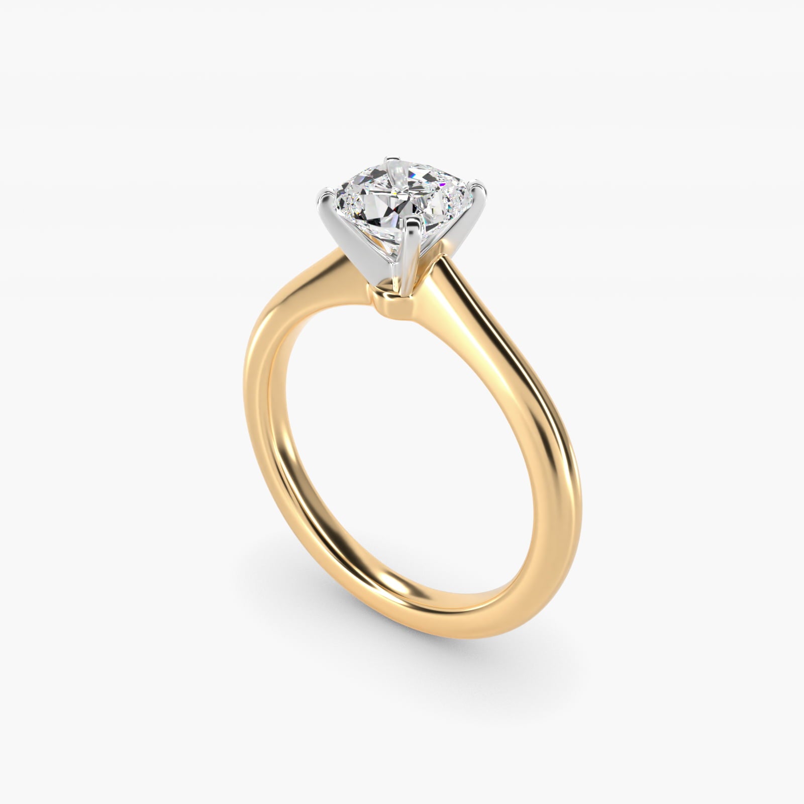 Petite Solitaire Engagement Ring in 14k Yellow Gold - Cushion Center