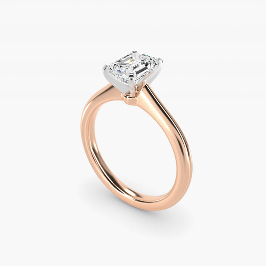 Petite Solitaire Engagement Ring in 14k Rose Gold - Emerald Center