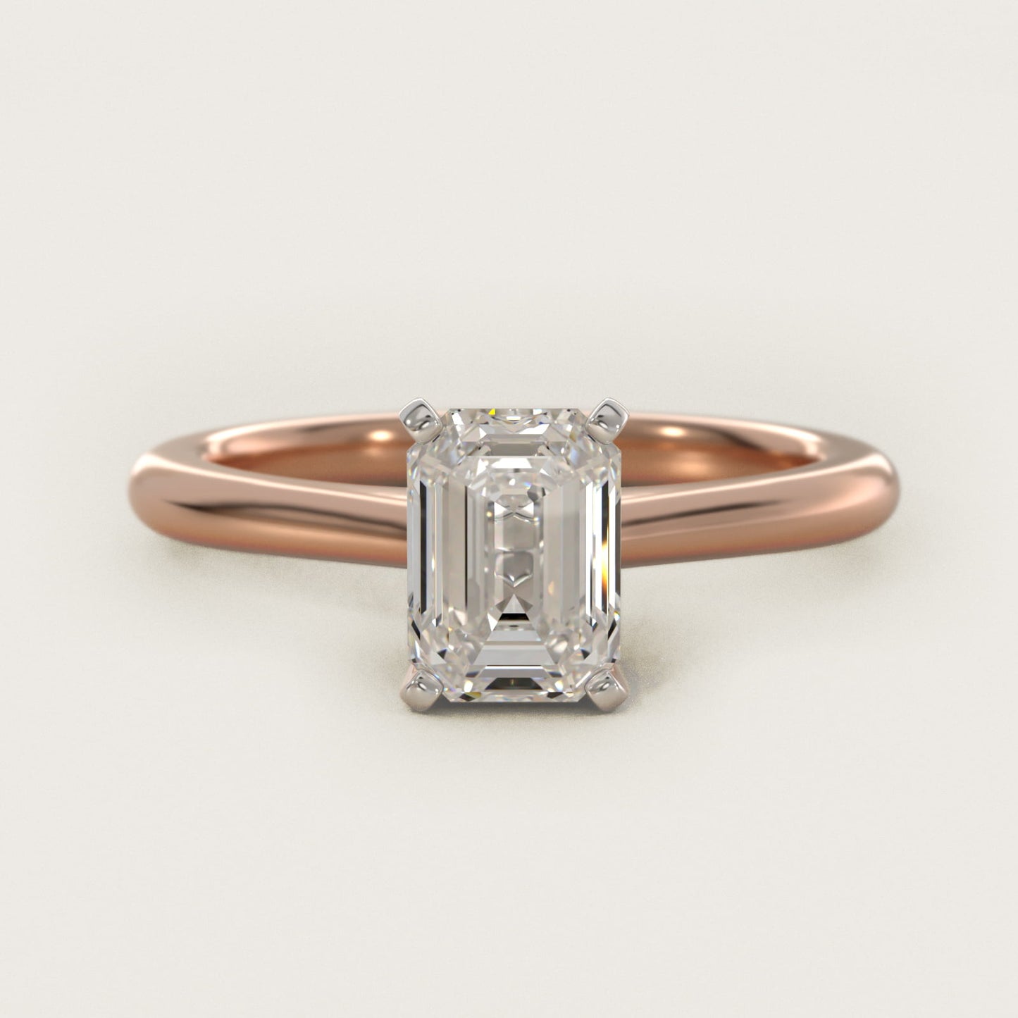 Petite Solitaire Engagement Ring in 14k Rose Gold - Emerald Center