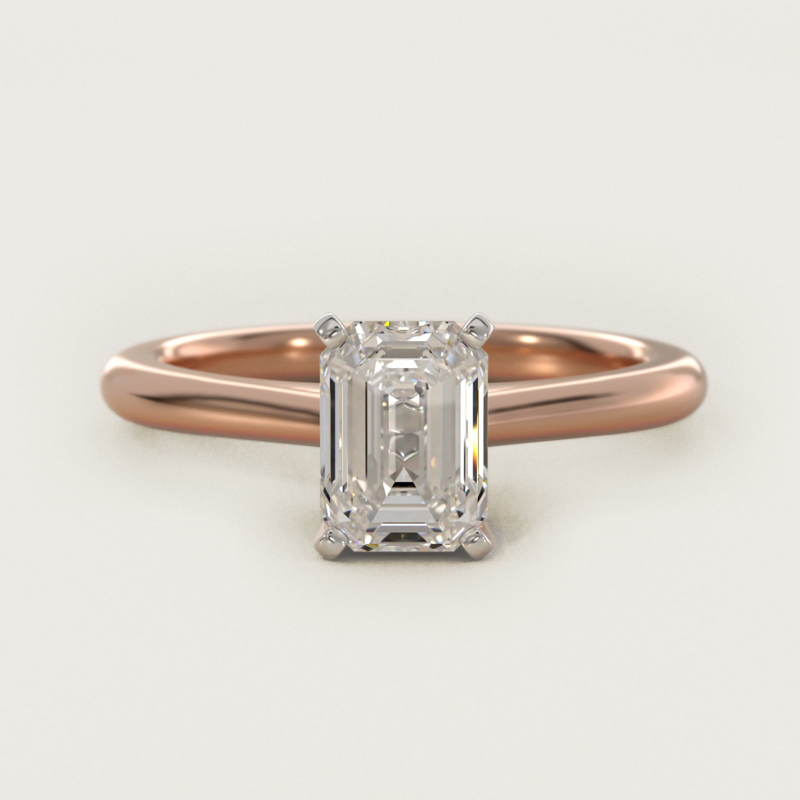 Petite Solitaire Engagement Ring in 18k Rose Gold - Emerald Center