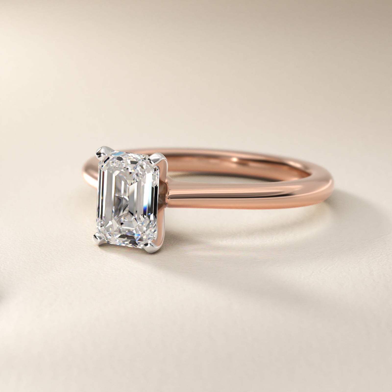 Petite Solitaire Engagement Ring in 14k Rose Gold - Emerald Center