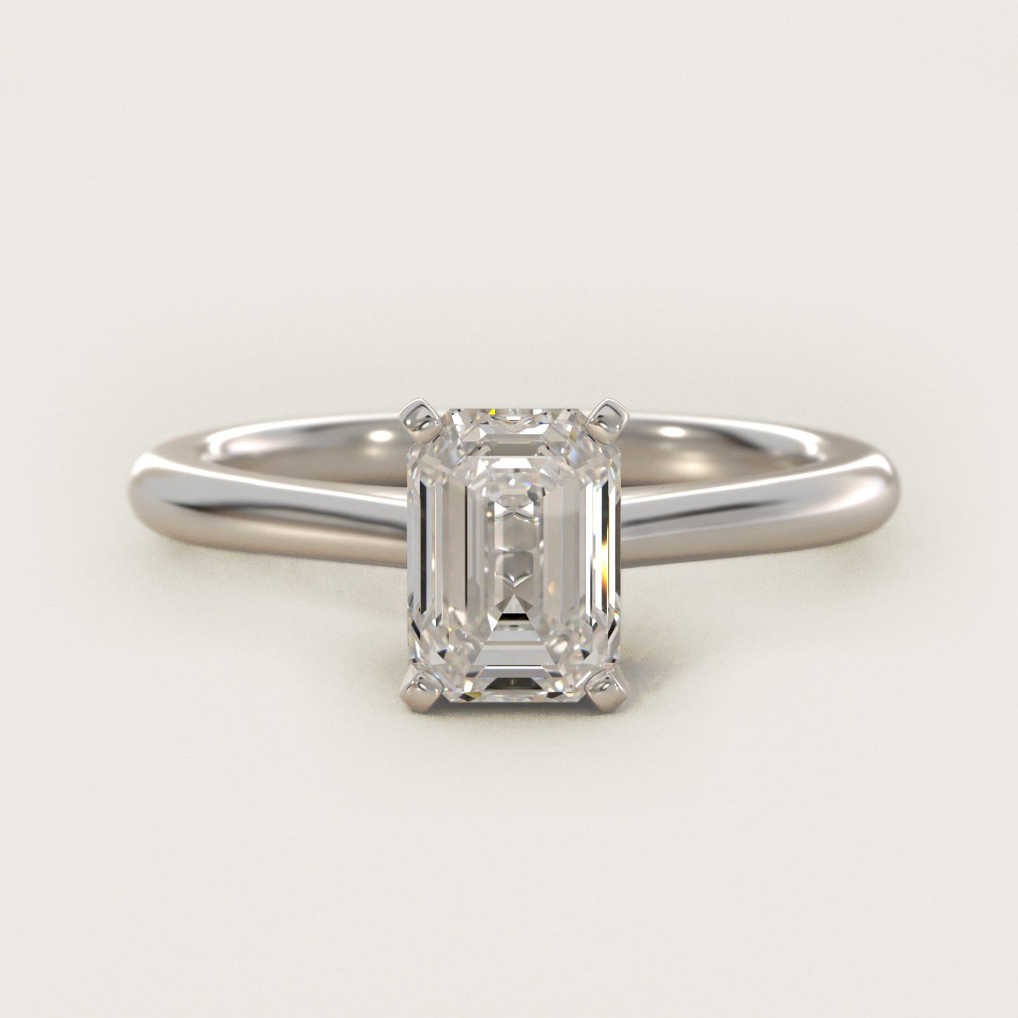 Petite Solitaire Engagement Ring in 14k White Gold - Emerald Center