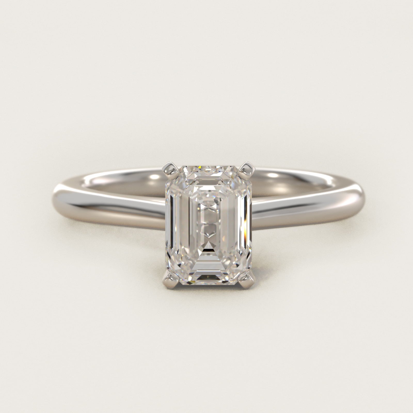 Petite Solitaire Engagement Ring in 14k White Gold - Emerald Center