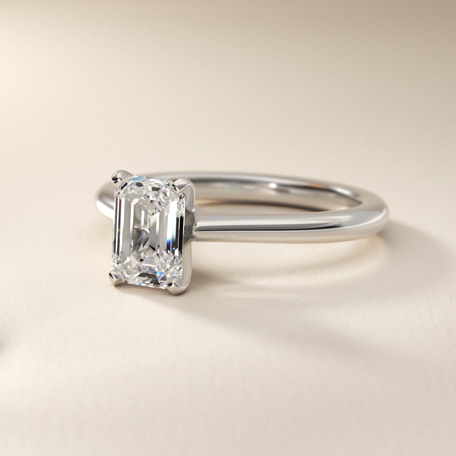 Petite Solitaire Engagement Ring in 14k White Gold - Emerald Center