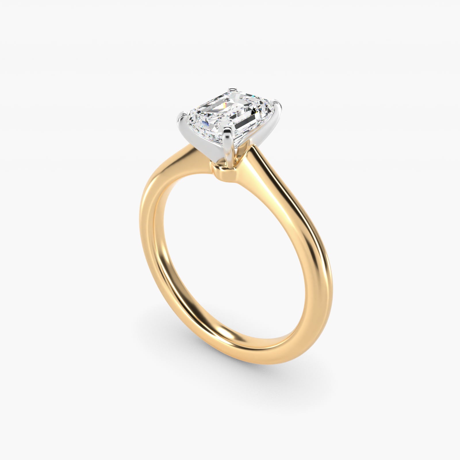 Petite Solitaire Engagement Ring in 14k Yellow Gold - Emerald Center