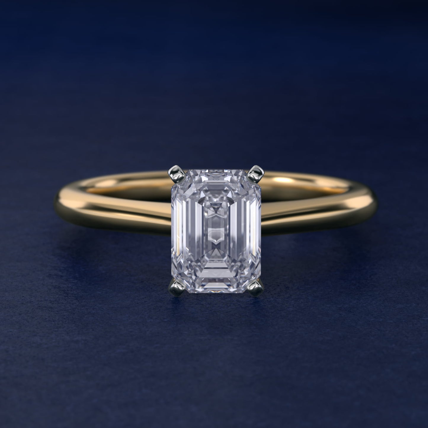 Petite Solitaire Engagement Ring in 18k Yellow Gold - Emerald Center