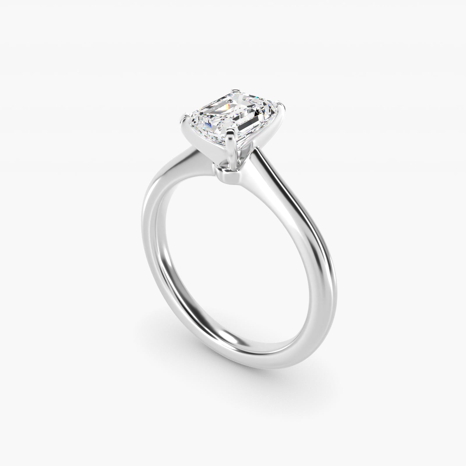 Petite Solitaire Engagement Ring in Platinum - Emerald Center
