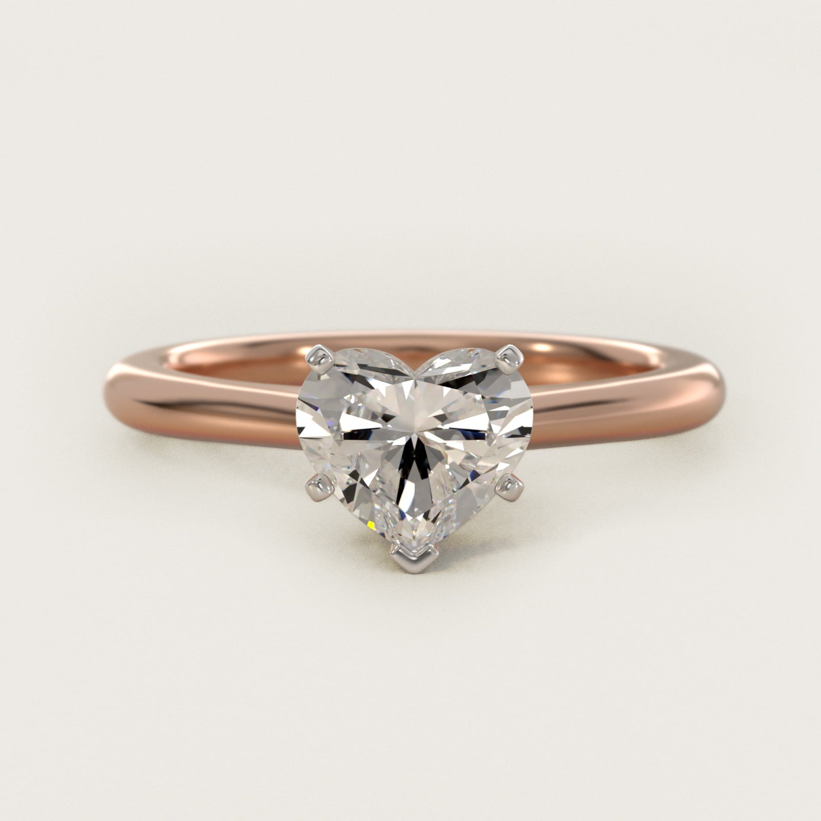 Petite Solitaire Engagement Ring in 14k Rose Gold - Heart Center