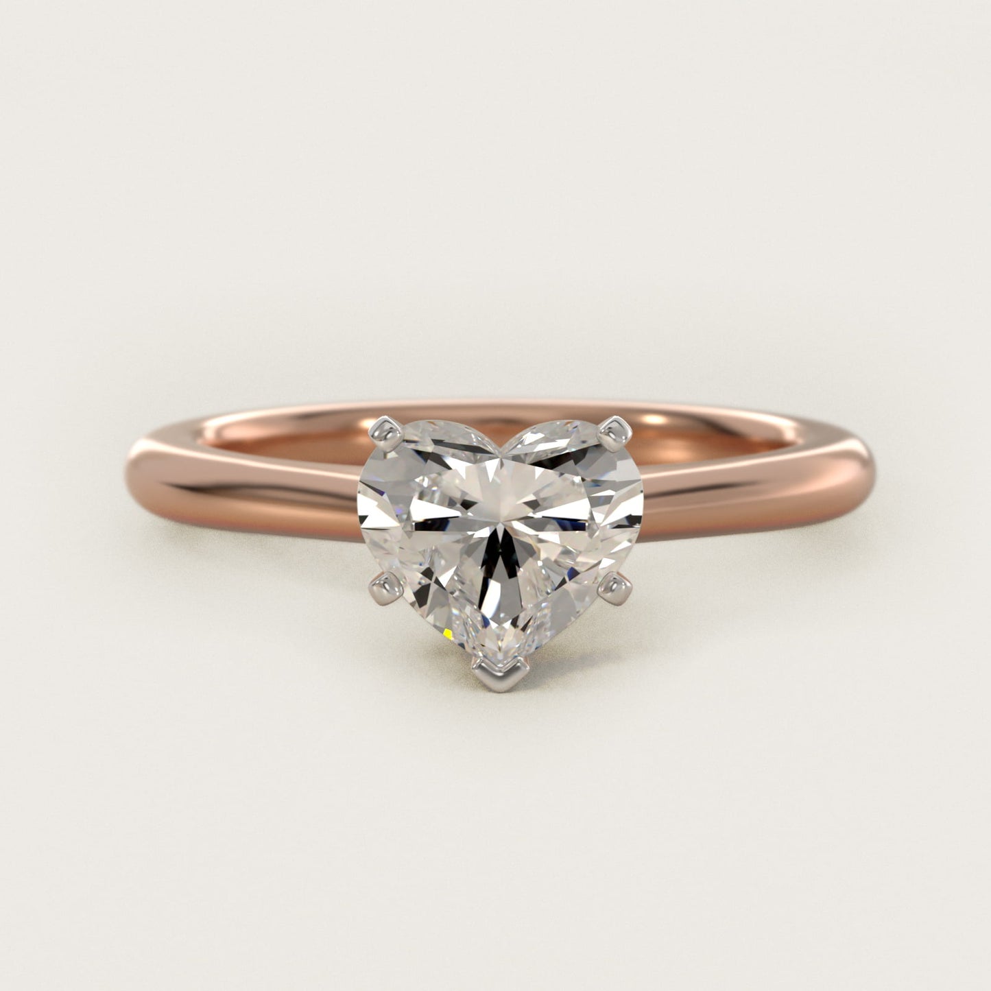 Petite Solitaire Engagement Ring in 18k Rose Gold - Heart Center