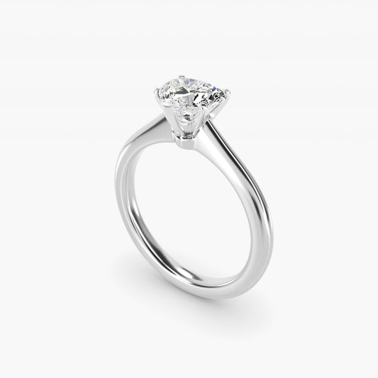 Petite Solitaire Engagement Ring in 14k White Gold - Heart Center
