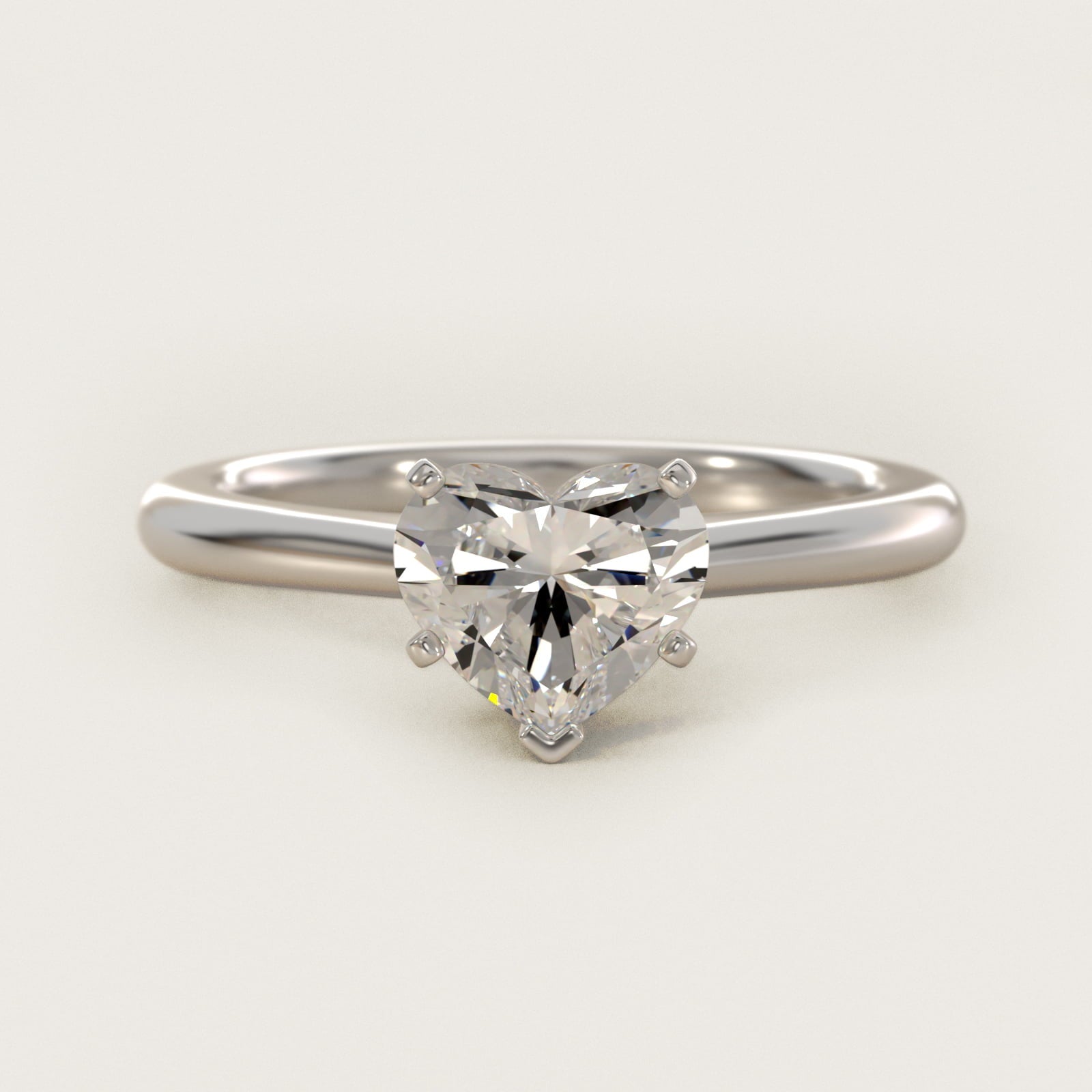 Petite Solitaire Engagement Ring in 14k White Gold - Heart Center