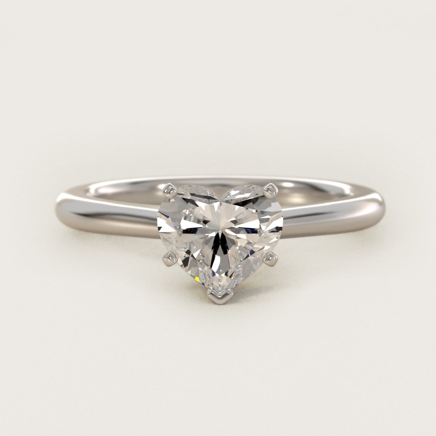 Petite Solitaire Engagement Ring in 18k White Gold - Heart Center