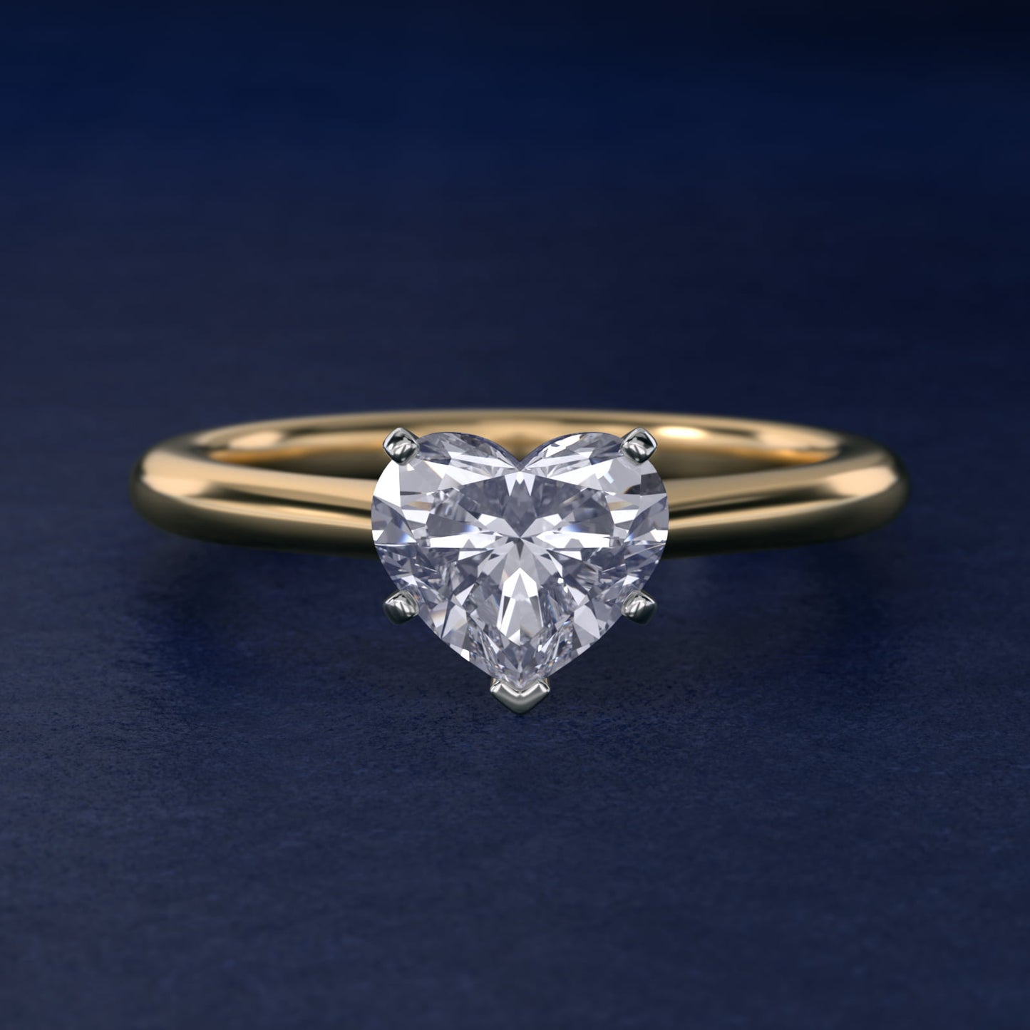 Petite Solitaire Engagement Ring in 18k Yellow Gold - Heart Center