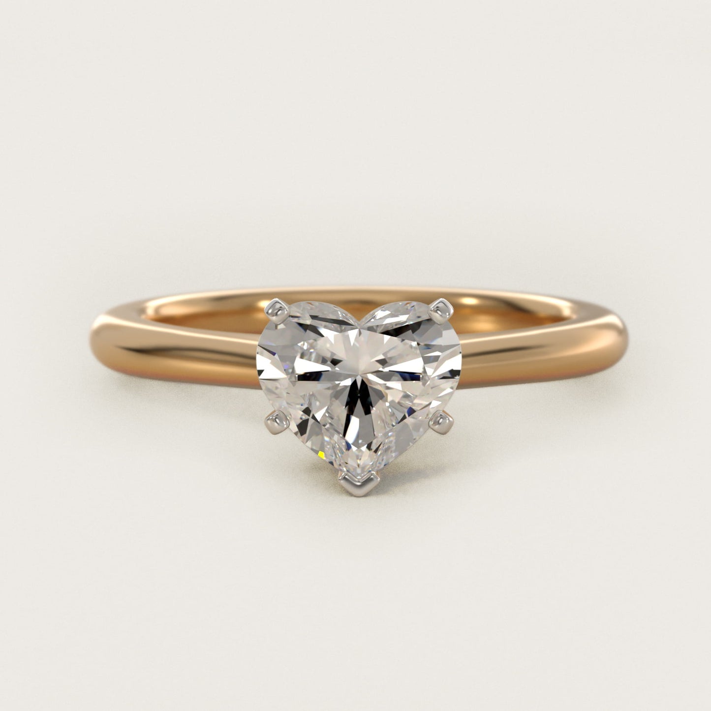 Petite Solitaire Engagement Ring in 18k Yellow Gold - Heart Center