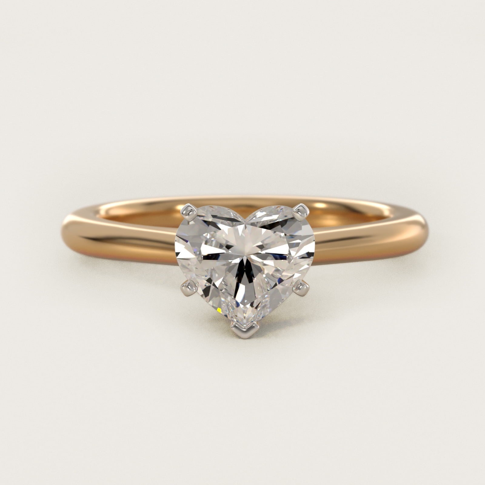 Petite Solitaire Engagement Ring in 18k Yellow Gold - Heart Center
