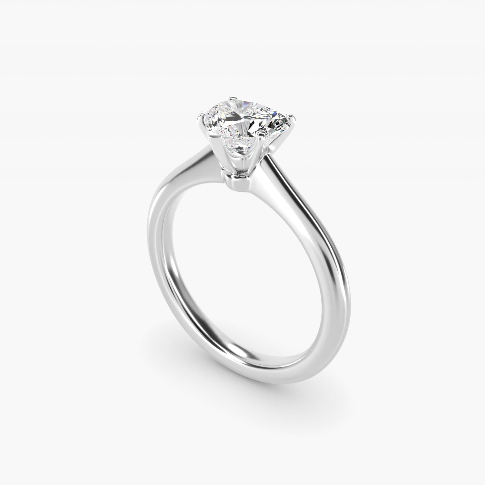 Petite Solitaire Engagement Ring in Platinum - Heart Center