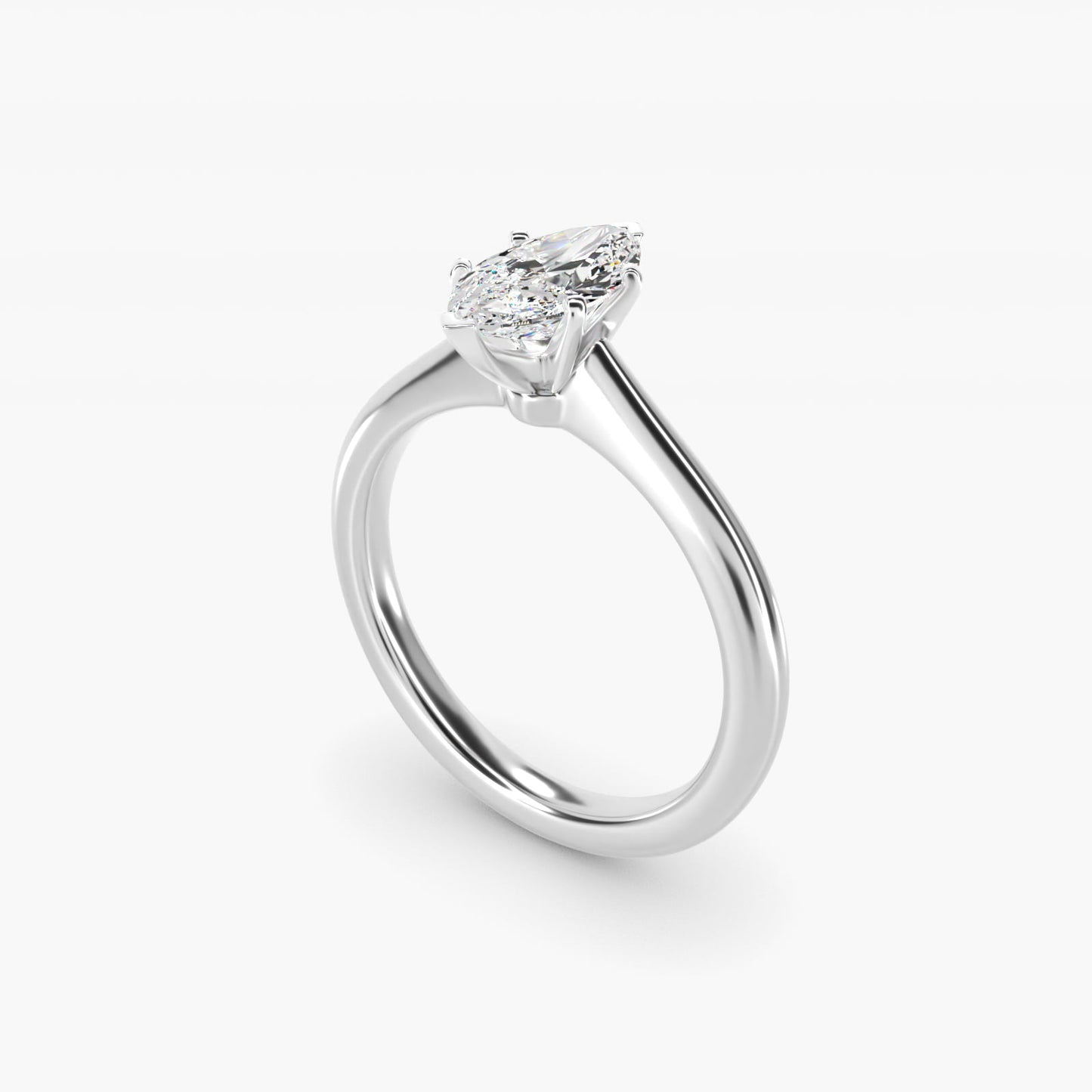 Petite Solitaire Engagement Ring in 18k White Gold - Marquise Center