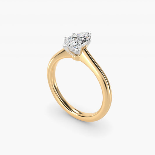 Petite Solitaire Engagement Ring in 14k Yellow Gold - Marquise Center