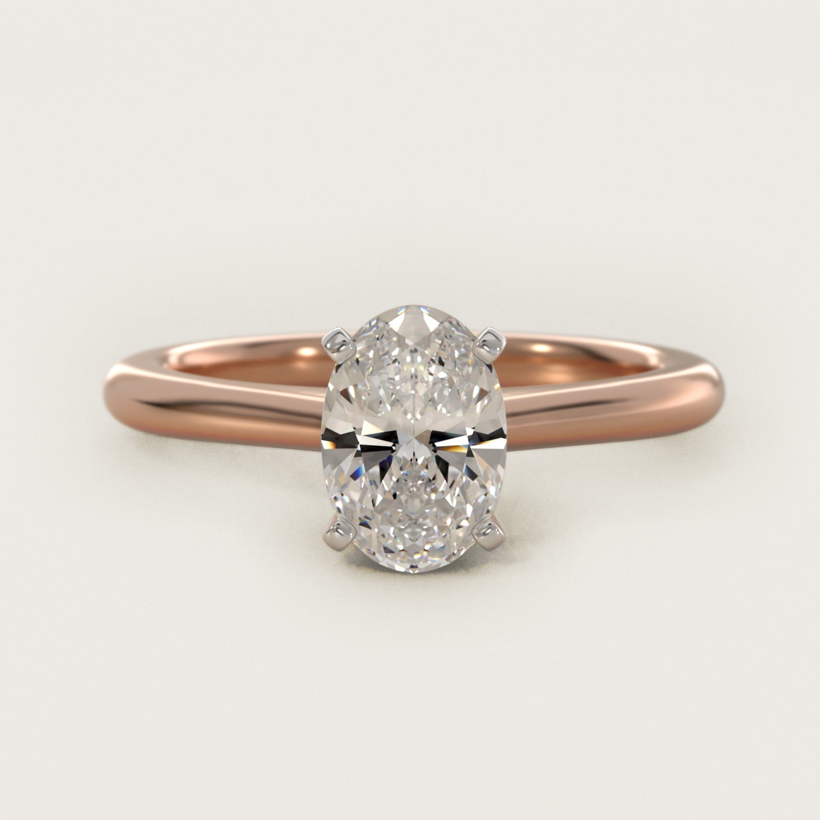 Petite Solitaire Engagement Ring in 14k Rose Gold - Oval Center