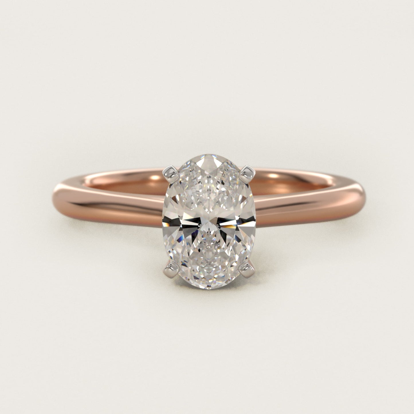 Petite Solitaire Engagement Ring in 18k Rose Gold - Oval Center