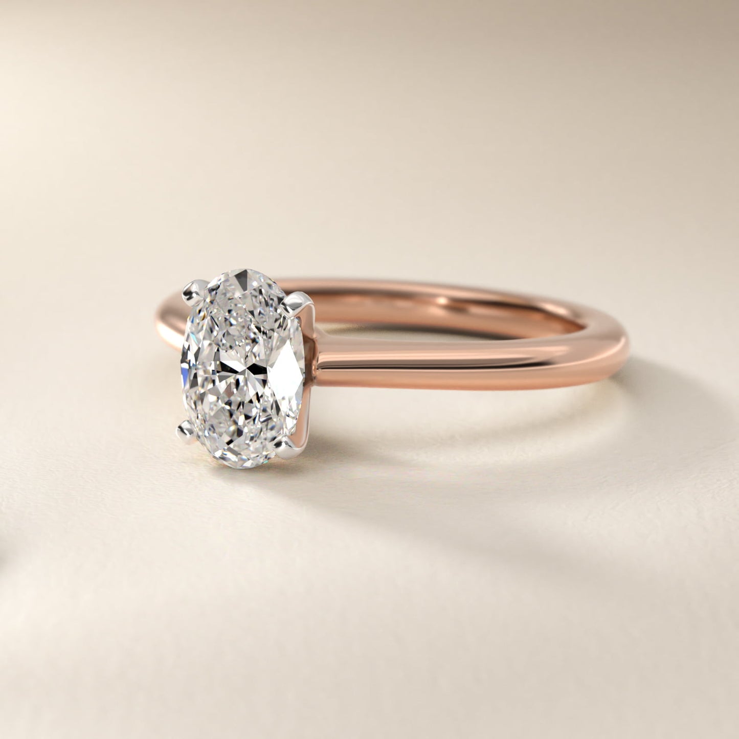 Petite Solitaire Engagement Ring in 18k Rose Gold - Oval Center