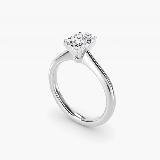 Petite Solitaire Engagement Ring in 14k White Gold - Oval Center