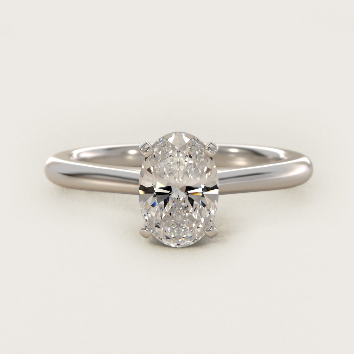 Petite Solitaire Engagement Ring in 18k White Gold - Oval Center