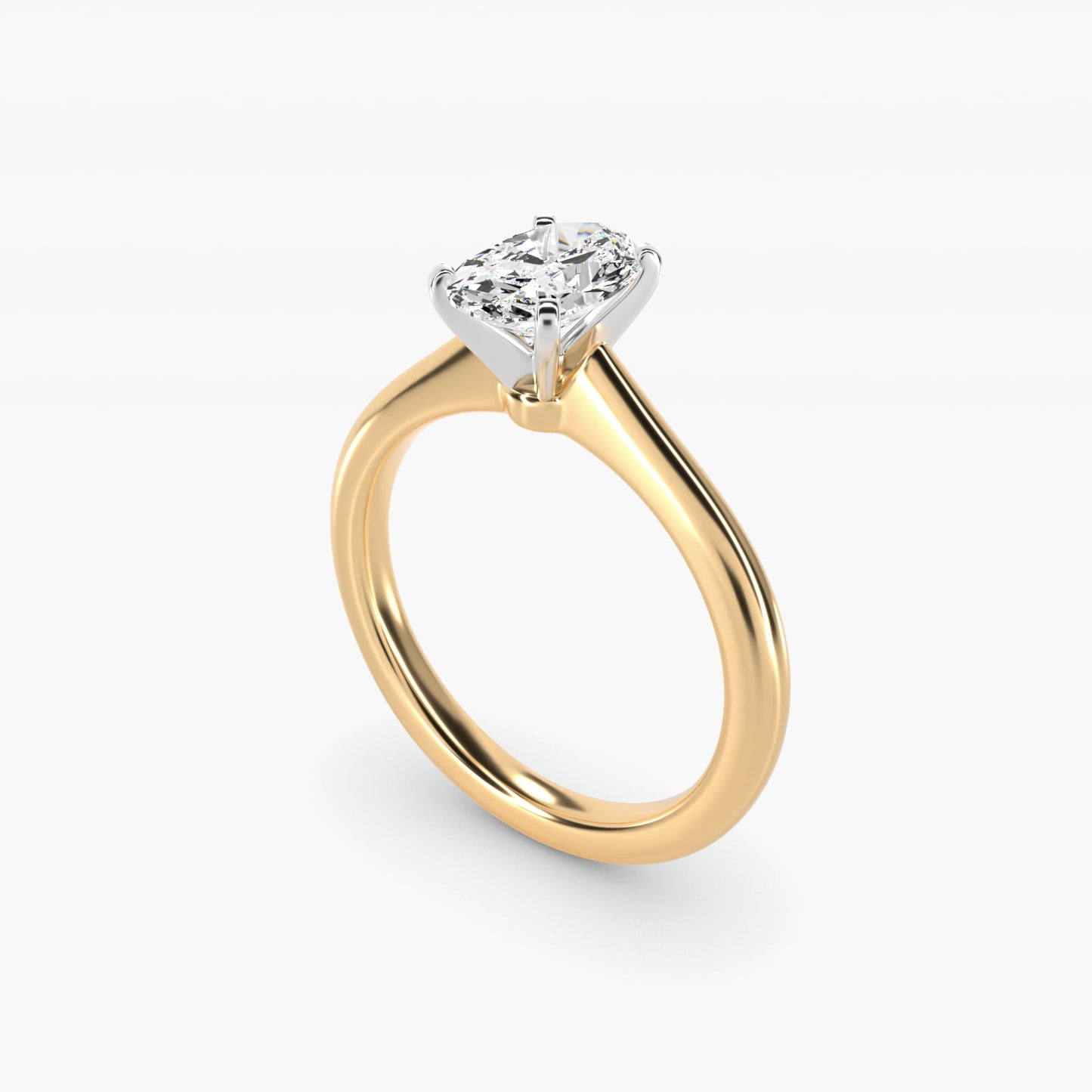 Petite Solitaire Engagement Ring in 14k Yellow Gold - Oval Center