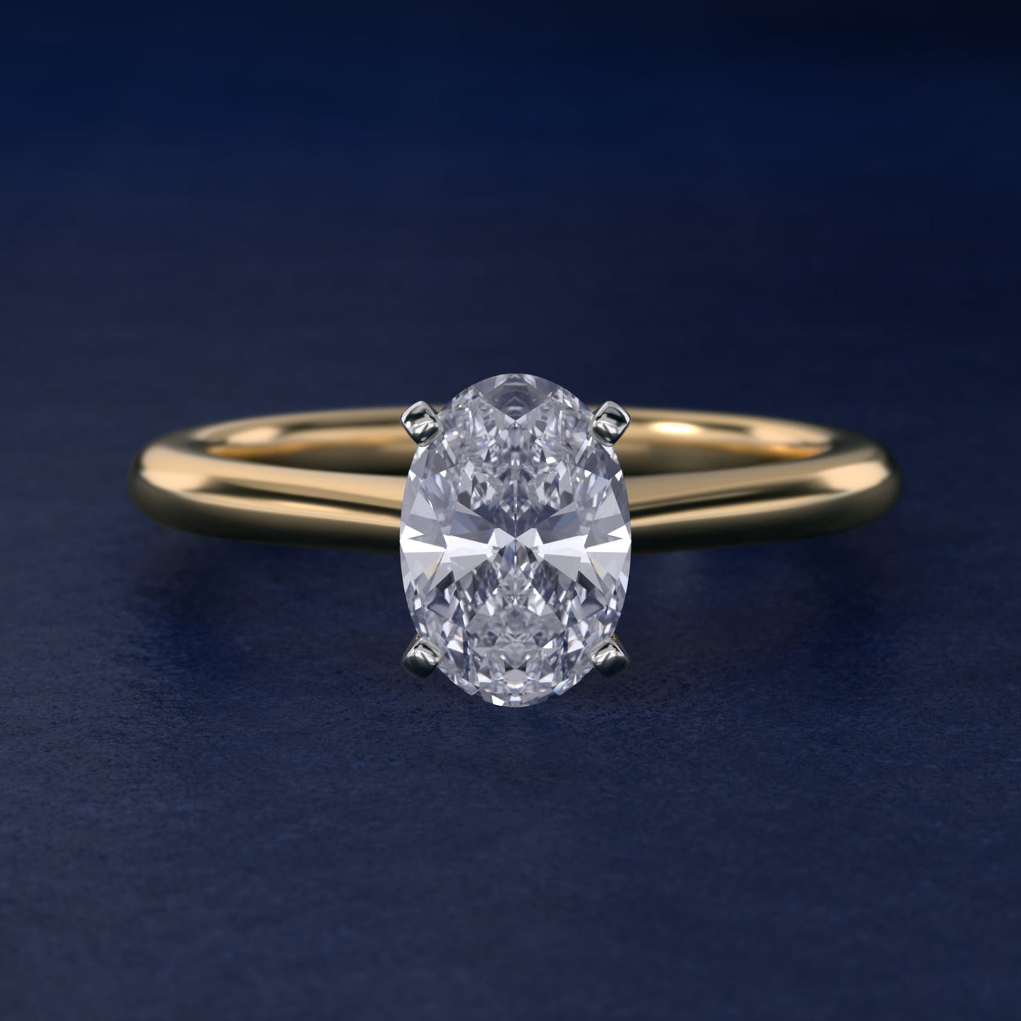 Petite Solitaire Engagement Ring in 18k Yellow Gold - Oval Center