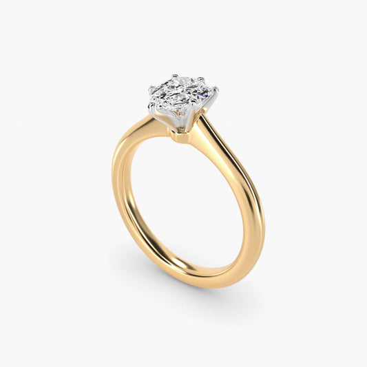 Petite Solitaire Engagement Ring in 18k Yellow Gold - Pear Center