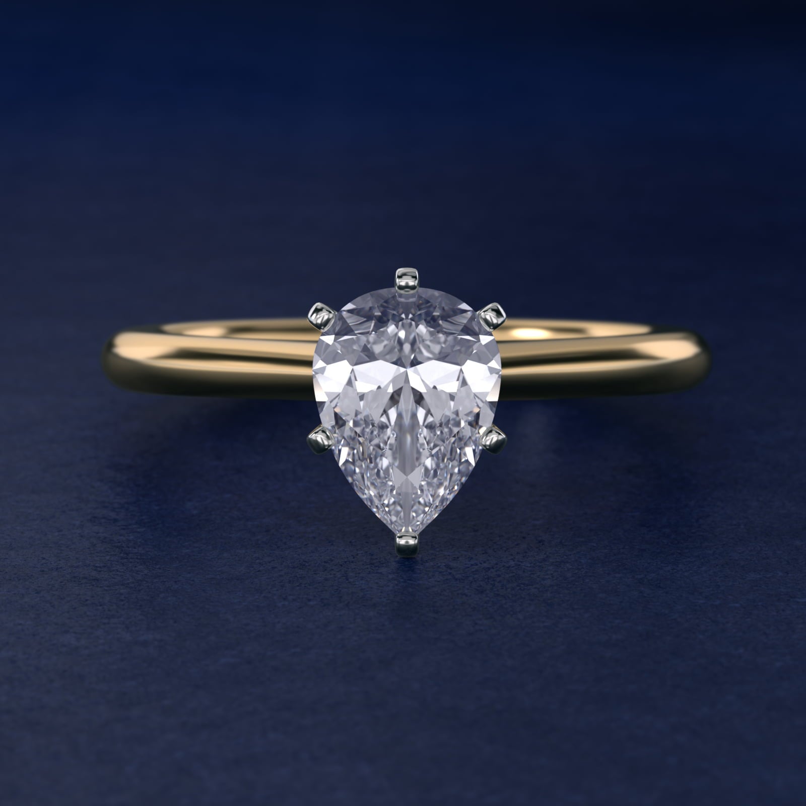 Petite Solitaire Engagement Ring in 14k Yellow Gold - Pear Center
