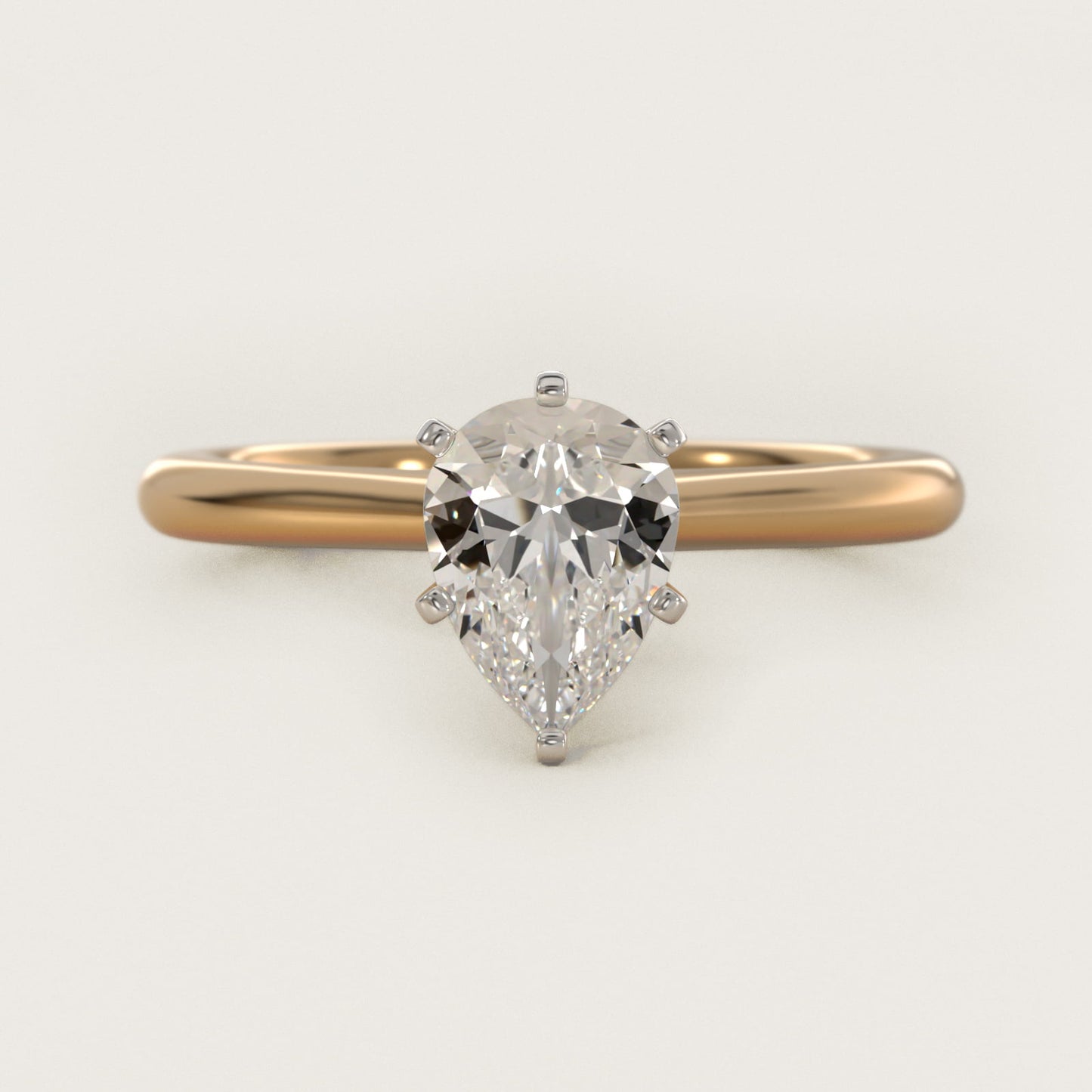 Petite Solitaire Engagement Ring in 14k Yellow Gold - Pear Center