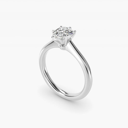 Petite Solitaire Engagement Ring in Platinum - Pear Center