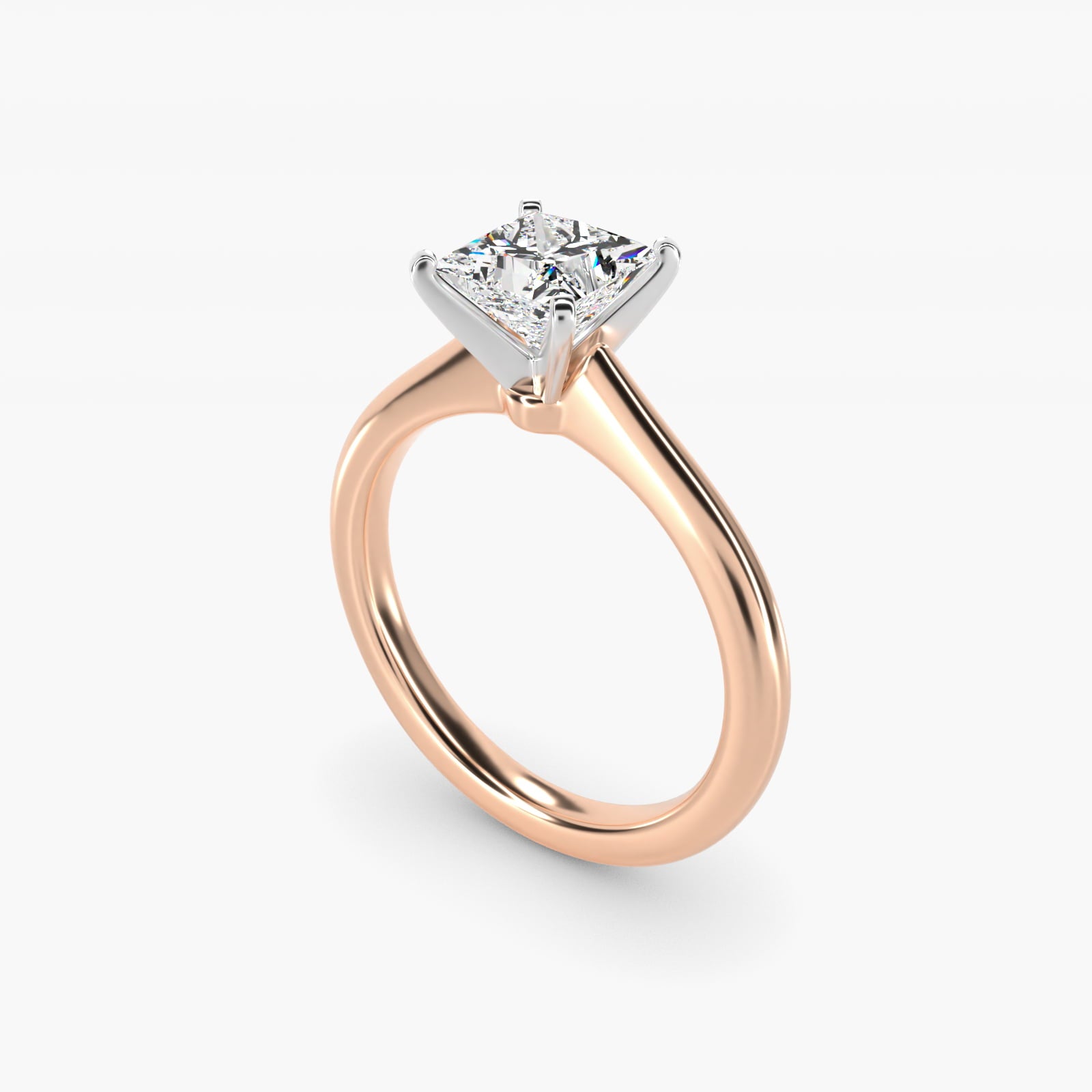 Petite Solitaire Engagement Ring in 14k Rose Gold - Princess Center