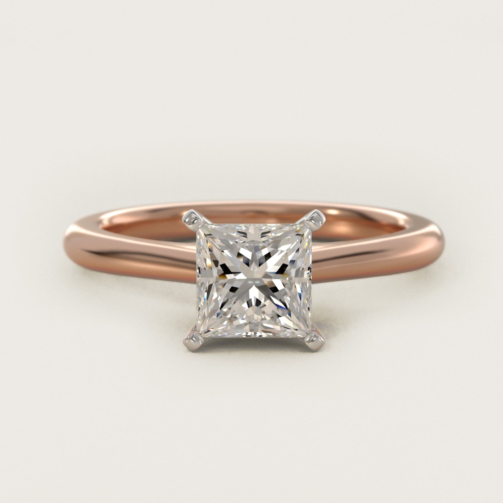 Petite Solitaire Engagement Ring in 18k Rose Gold - Princess Center