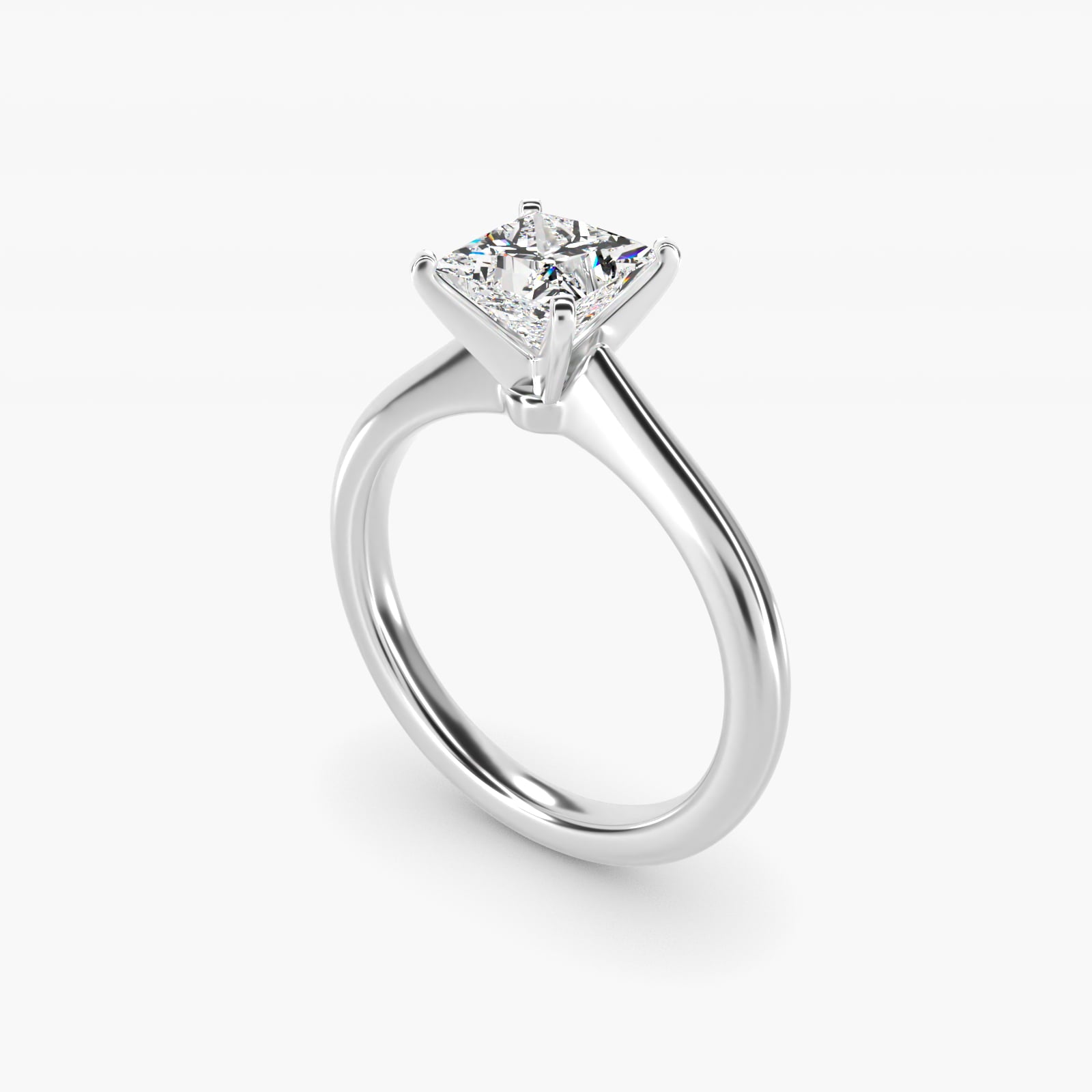 Petite Solitaire Engagement Ring in 14k White Gold - Princess Center