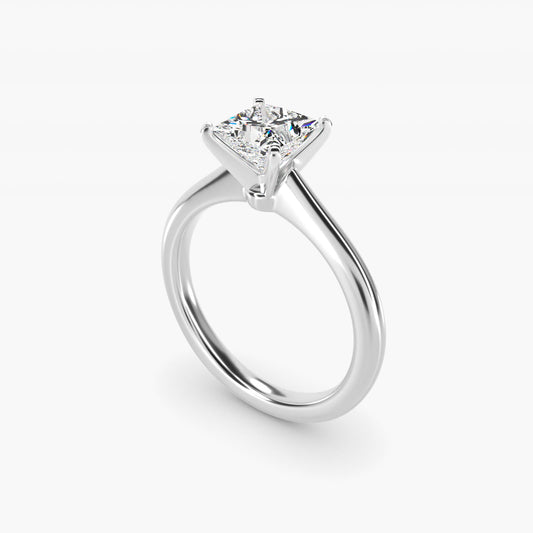 Petite Solitaire Engagement Ring in 14k White Gold - Princess Center