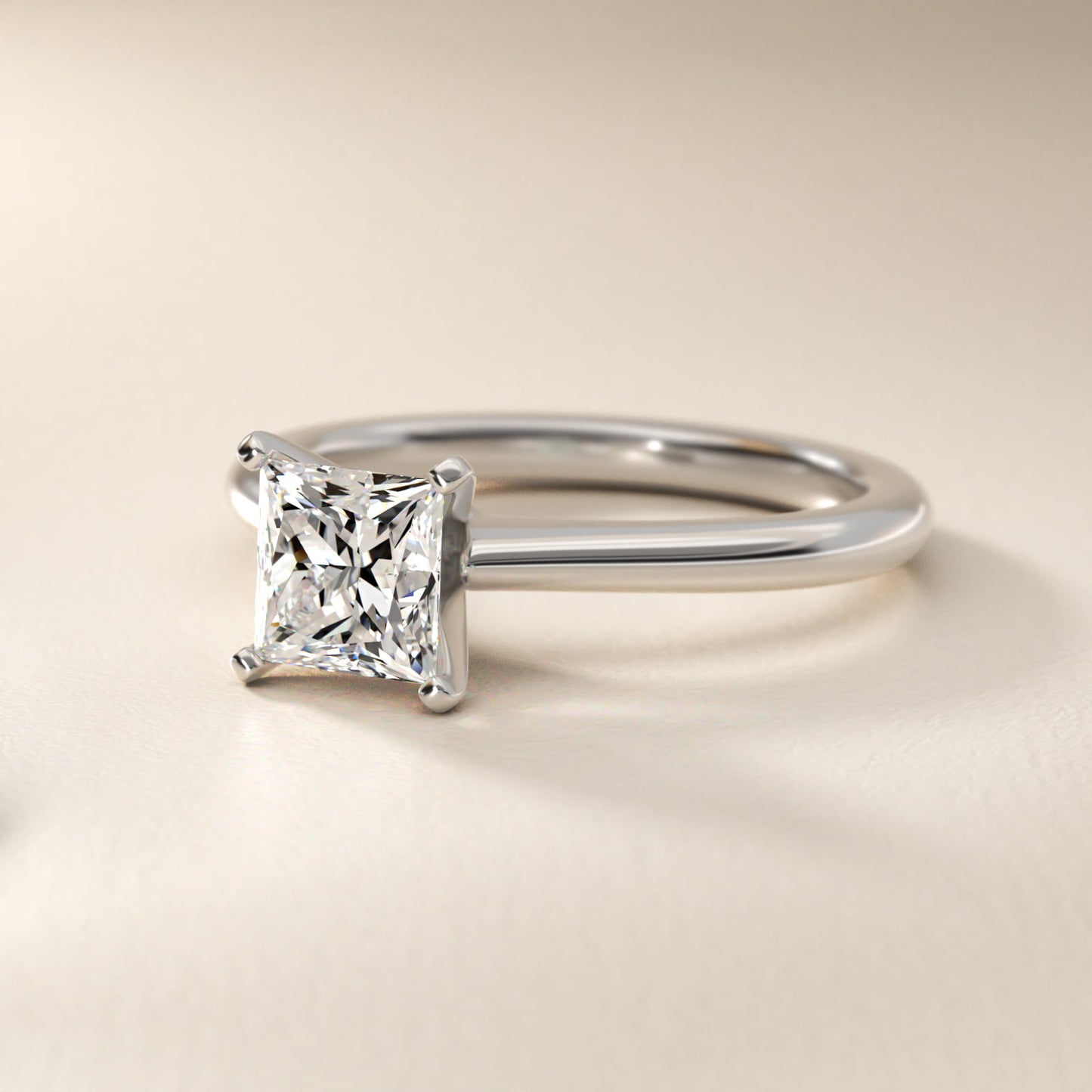 Petite Solitaire Engagement Ring in 14k White Gold - Princess Center