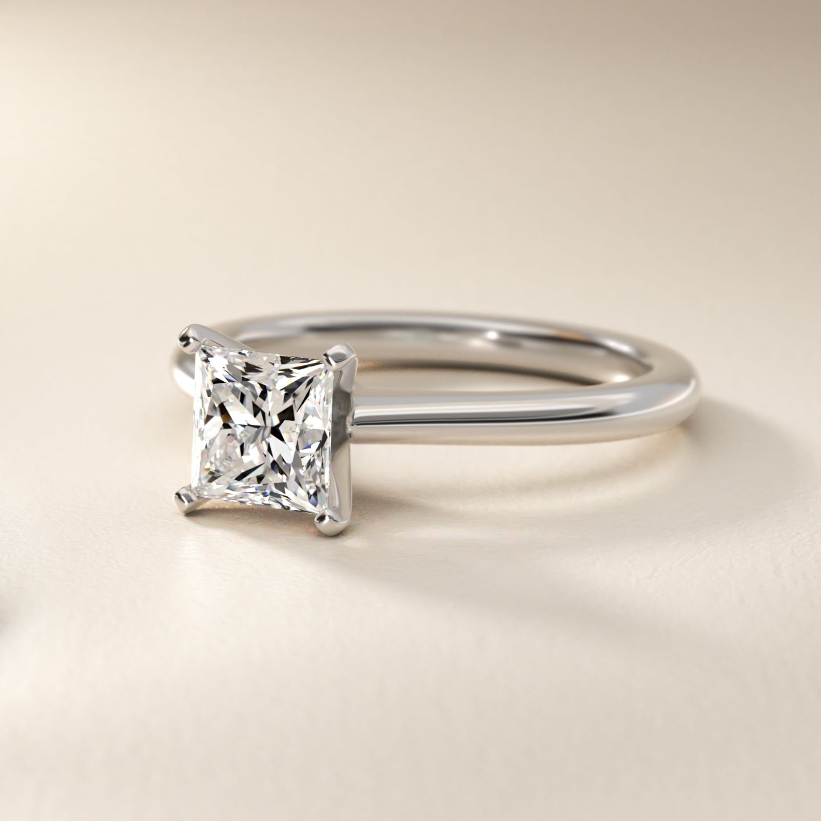 Petite Solitaire Engagement Ring in 14k White Gold - Princess Center